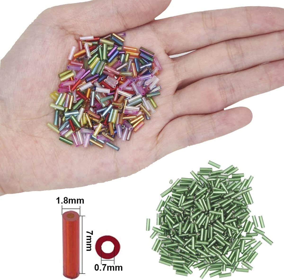 ZIENVE 9600Pcs Pony Tube Beads Kit, 24 Grids 6.5Mm Bugle Glass Seed Beads Craft Beads for Bracelet Necklaces Jewelry Making DIY Crafting Supplies with Crystal String and Beading Needles image number 4