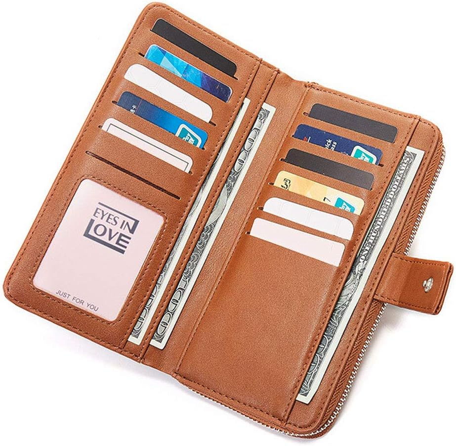 Travel Wallet Passport Holder Phone Pocket Leather Handbag Large Capacity Card Case Flip Layer Zipper Pocket image number 4