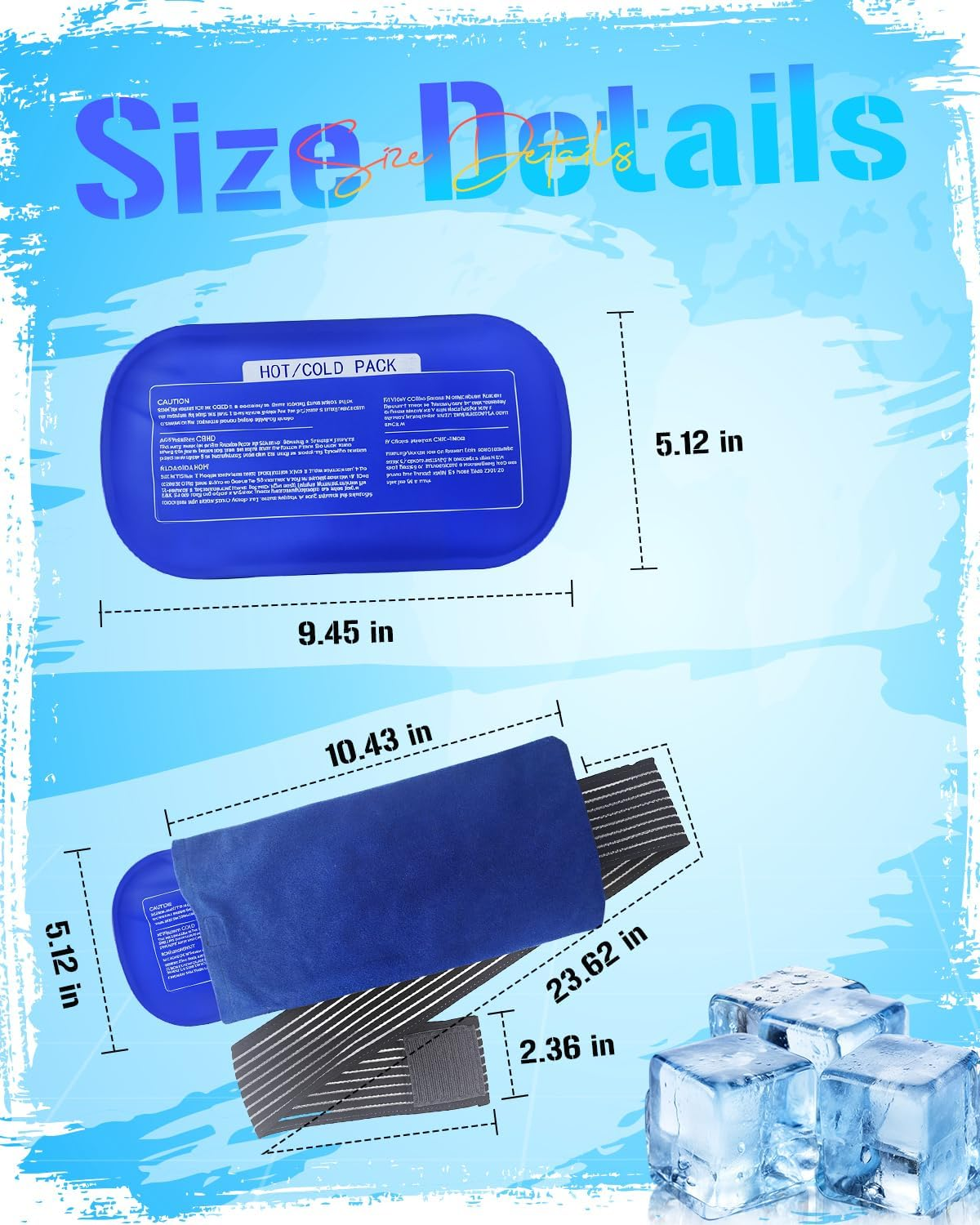 YESDEX Ice Pack for Injuries Reusable - 3 Pcs Gel Ice Packs for Hot Cold Compress with 1 Adjustable Wrap, Supports Recovery, Joint and Muscle Pain Relief &ndash; Knees, Back, Ankle, Shoulders, Arms and Legs image number 5