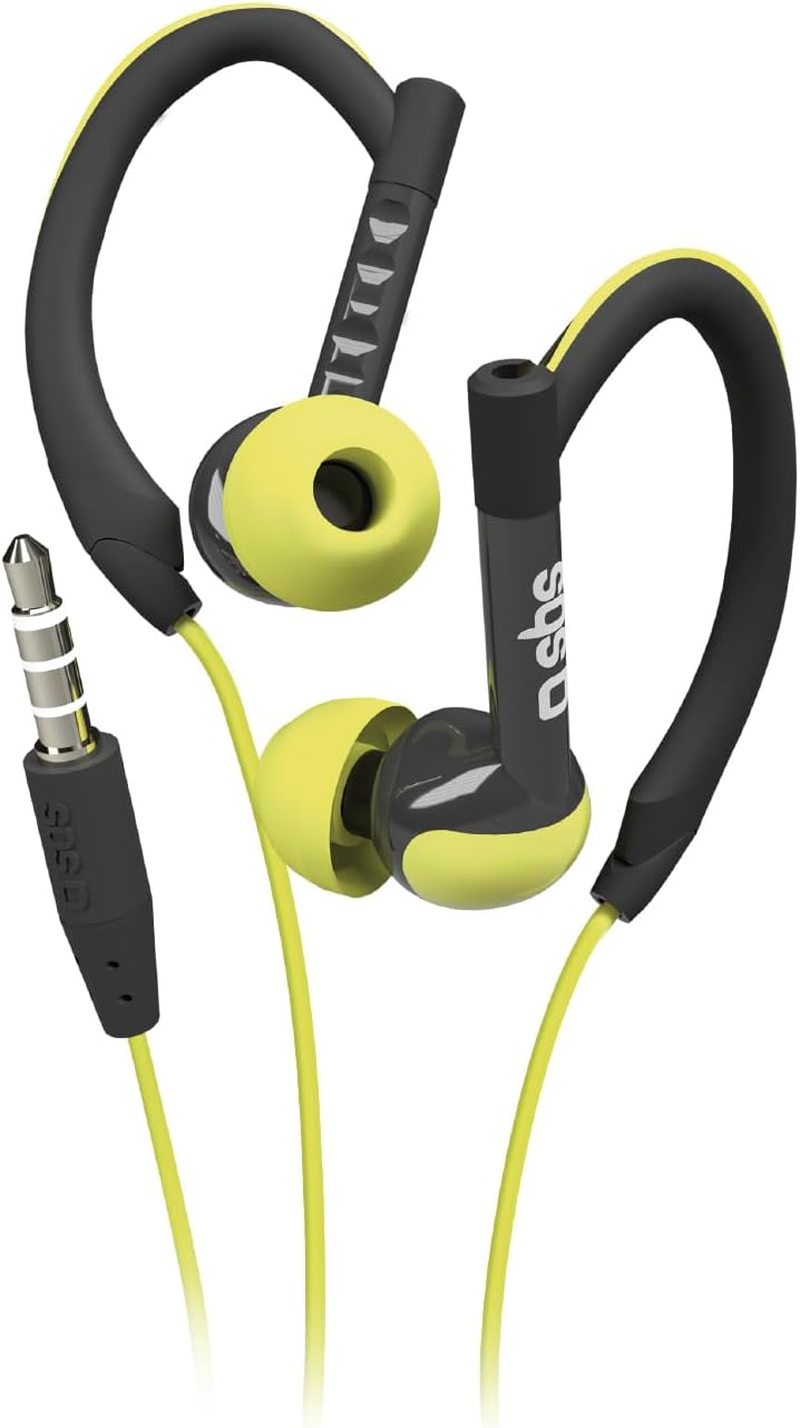 SBS Runway Sport Stereo Wired In-Ear Headphones with Earplugs, Microphone and Answer Button, Canvas Bag, Yellow and Black, One Size image number 2