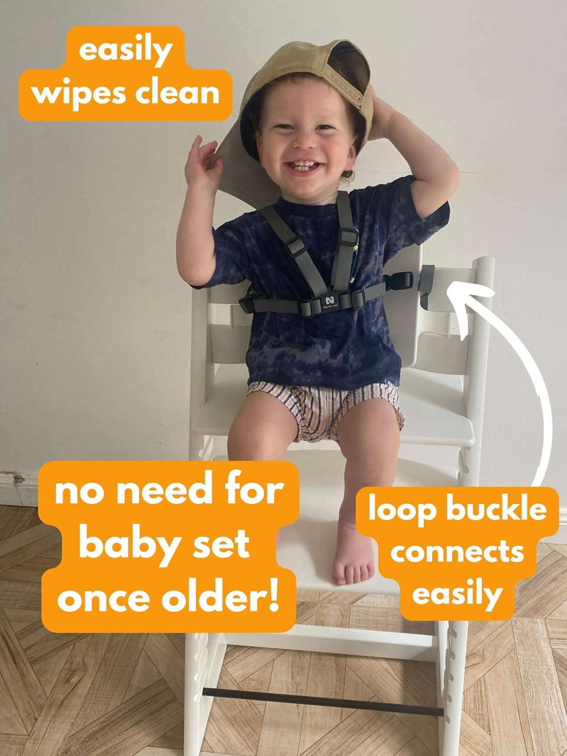 ROKA HARNESS Wipeable, Silicone Harness for Stokke Tripp Trapp - Replacement Straps for Baby Wooden Highchairs