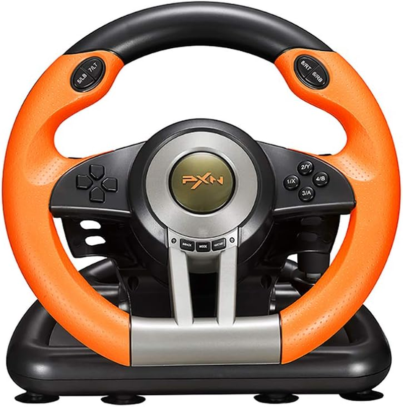 PC Racing Wheel, PXN V3II 180 Degree Universal Usb Car Sim Race Steering Wheel with Pedals for PS3, PS4, Xbox One,Xbox Series X/S,Switch (Orange) image number 2