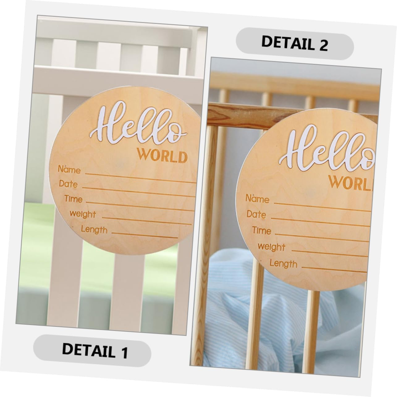 2 Pcs Name Signs Newborn Birth Announcement Signs for Hospital Wooden Material Simple to Use Durable and Chic Design for Recording Information image number 5