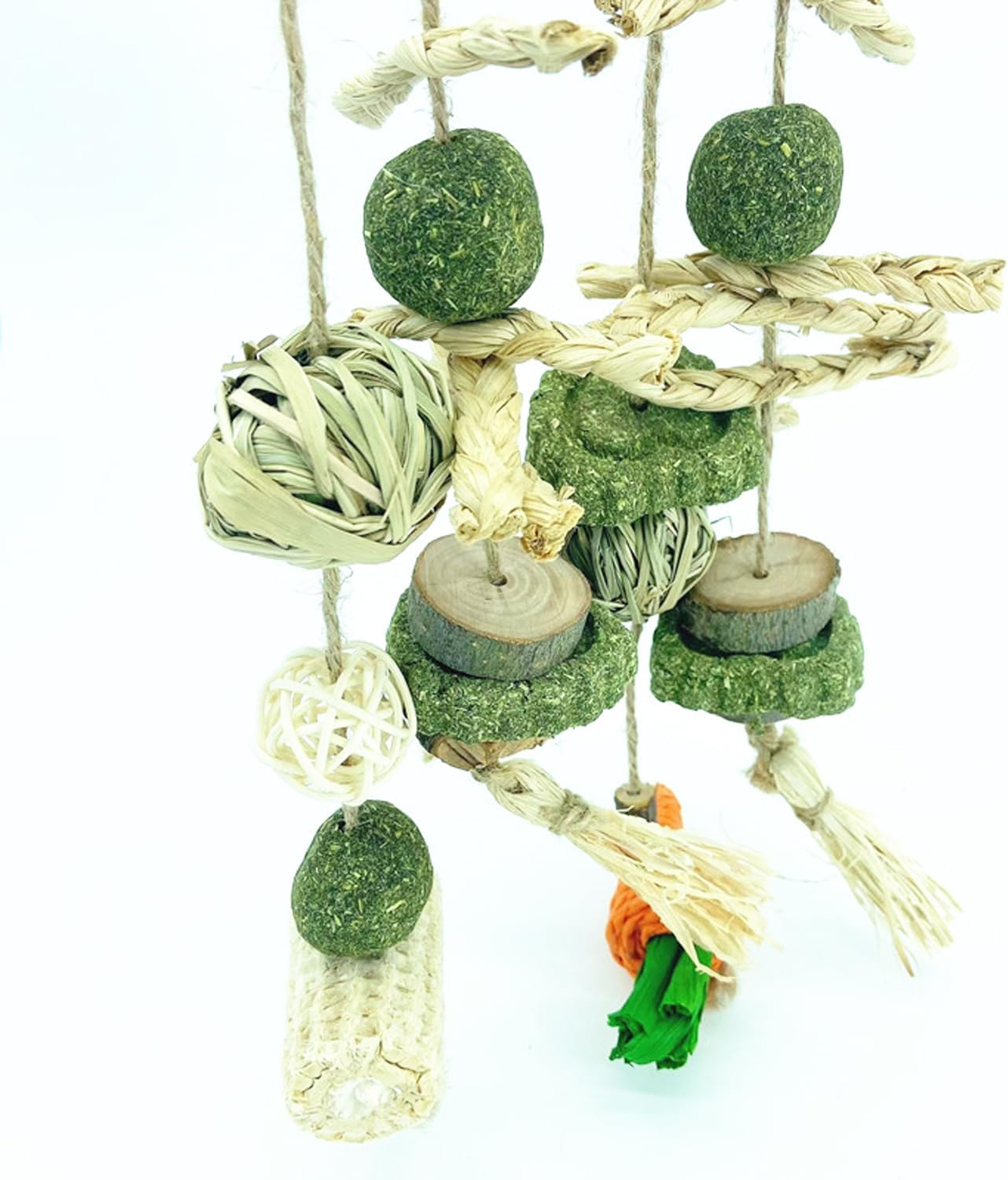 Norhogo 1 Piece Rabbit Toy, Chew Toy for Bunny, Small Animals, Molar Dental Care, Wooden Rattan Teething Toy for Guinea Pigs, Hamsters, Rabbits, Rodents For image number 1