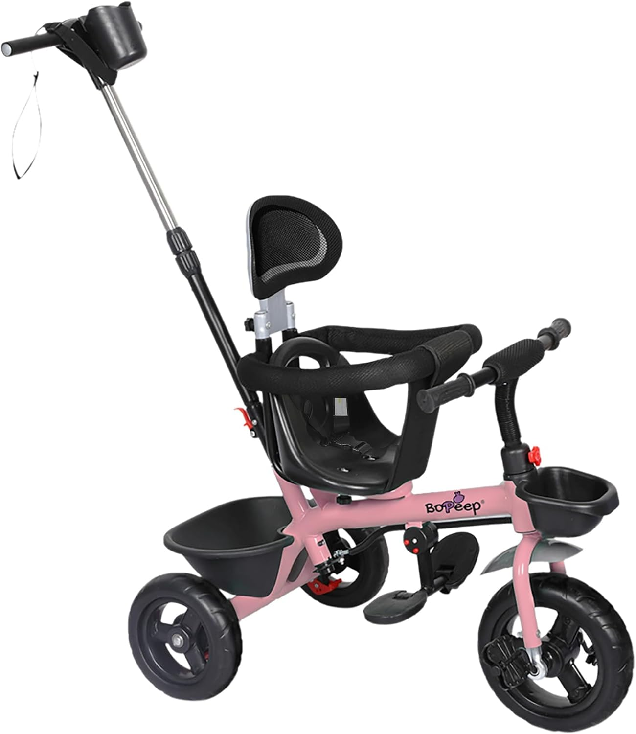 Bopeep Kids Tricycle Ride on Toy Trike Toddler Balance Bike Car Prams Stroller Walker Children Adjustable Handlebar (Pink) image number 4