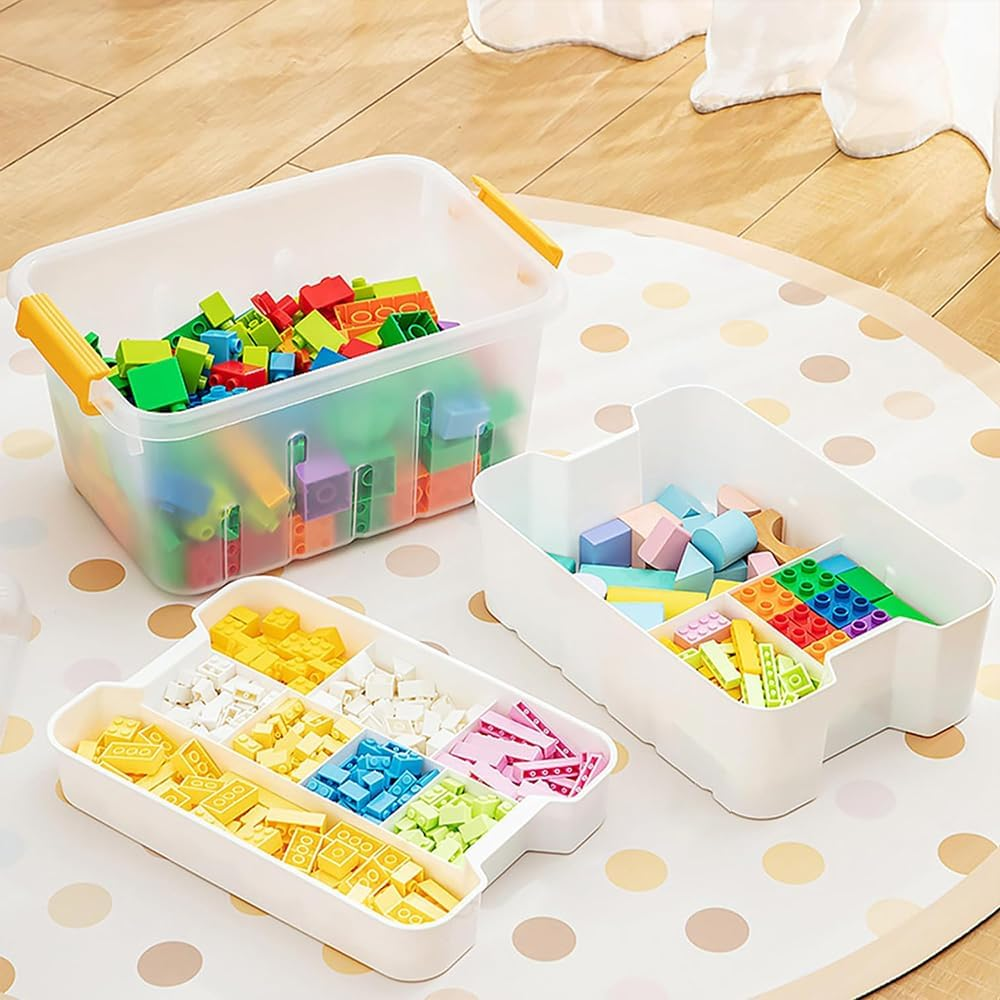 Versatile Craft & Toy Organizer - Stackable Clear Storage Bins with Lids, Removable Tray, Durable Pull Handle, Perfect for Arts & Crafts, Beads, Crayons, Classroom & Game Storage image number 2