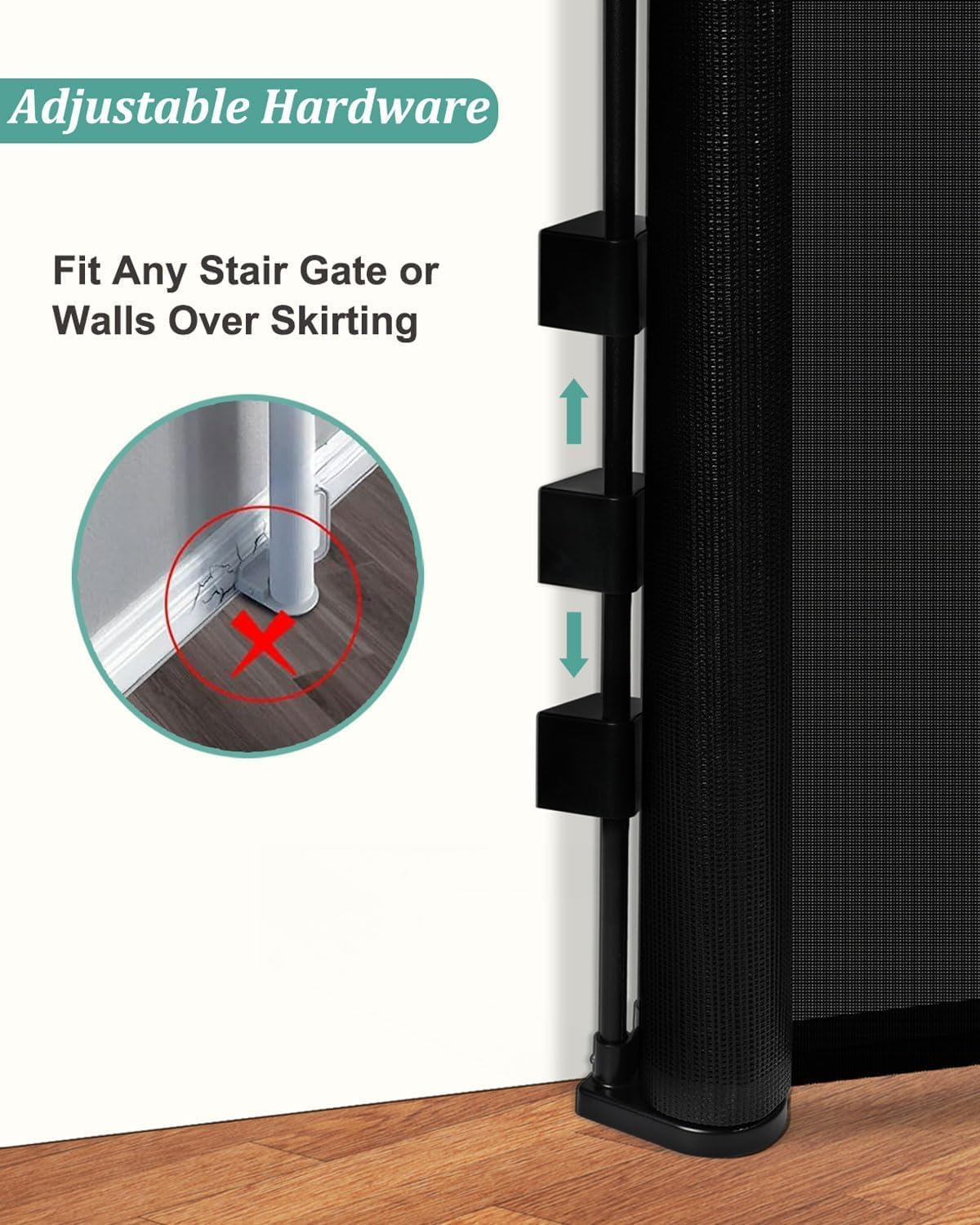 Retractable Baby Gate Retractable Driveway Gate 34" High Extends to 71" Wide Baby Gate Stairs Doorways Indoor Retractable Gate Outdoor Extra Wide for Enhanced Safety Mesh Baby Gate(86Cmx180Cm, Black)