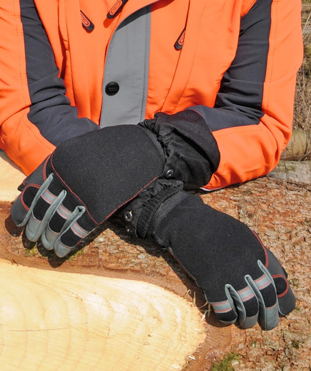 OREGON 295395 4 Way Stretch Leather Chainsaw Protective Glove (Medium (9)),Black image number 6