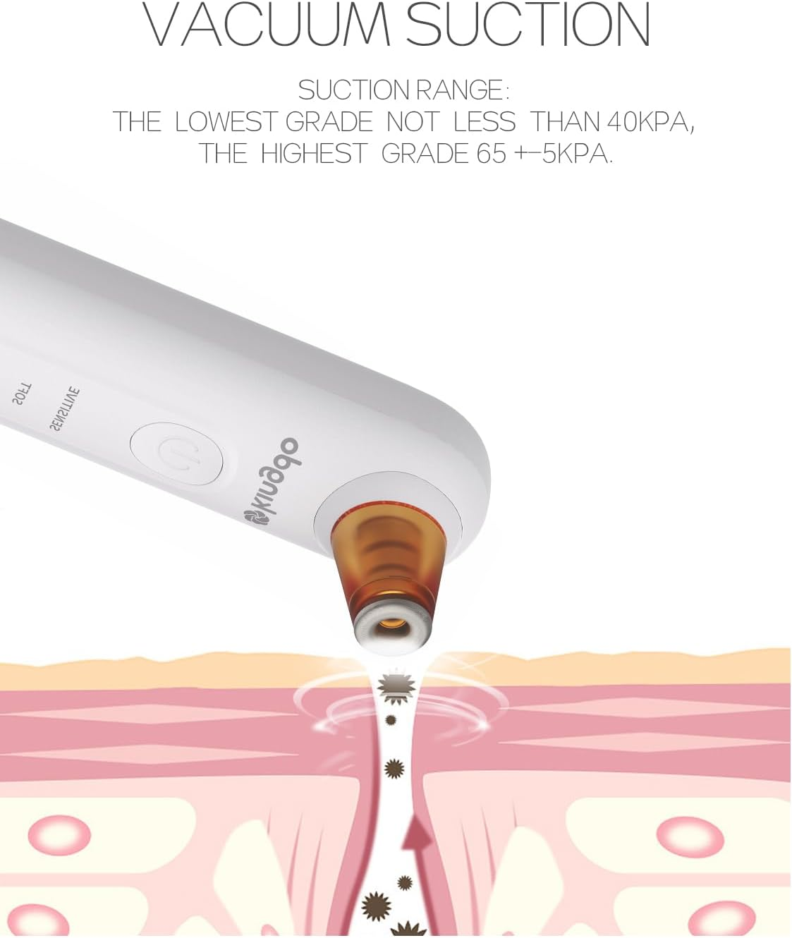 Kingdo Microdermabrasion Machine for Face, 2-In-1 Diamond Dermabrasion & Pore Vacuum, 5 Suction Levels with 5 Replaceable Tips, Exfoliating Skin Care Device for Home Use image number 3