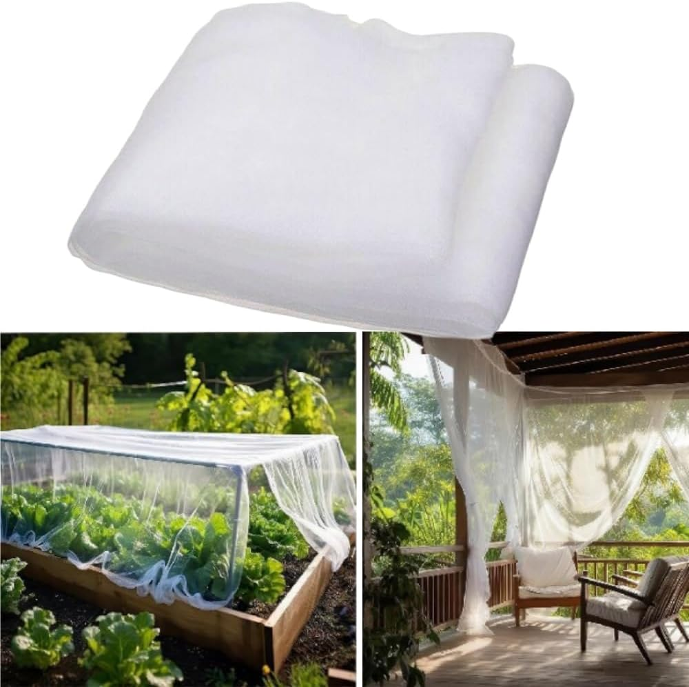 Greenhouse Barrier Mesh,2.4 X 4 M Mosquito Insect Bird Net,Floating Row Covers Ultra Fine Garden Netting,Anti-Bird High-Density Cuttable Plant Netting,For Protect Vegetables Fruits Flower Crop(White) image number 2