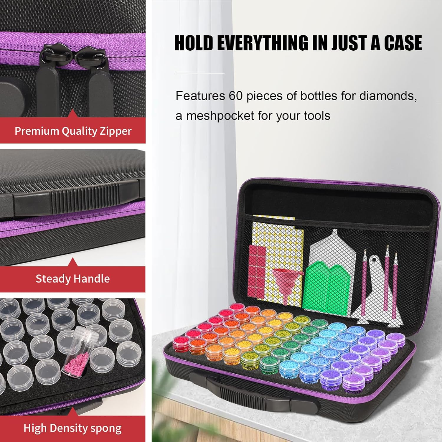 Diamond Painting Storage Containers,88 Slots Diamond Painting Accessories Kits Diamond Art Accessories and Tools for Craft Jewelry Rhinestones Bead Organizer image number 6