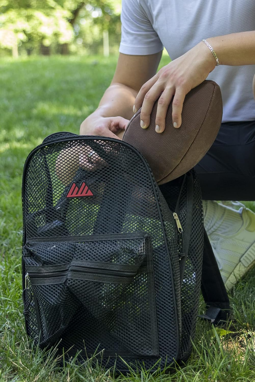 Summit Ridge Colorful Transparent Mesh Backpacks with Padded Straps for Kids, Adults, School, Beach, and Travel - Black image number 4