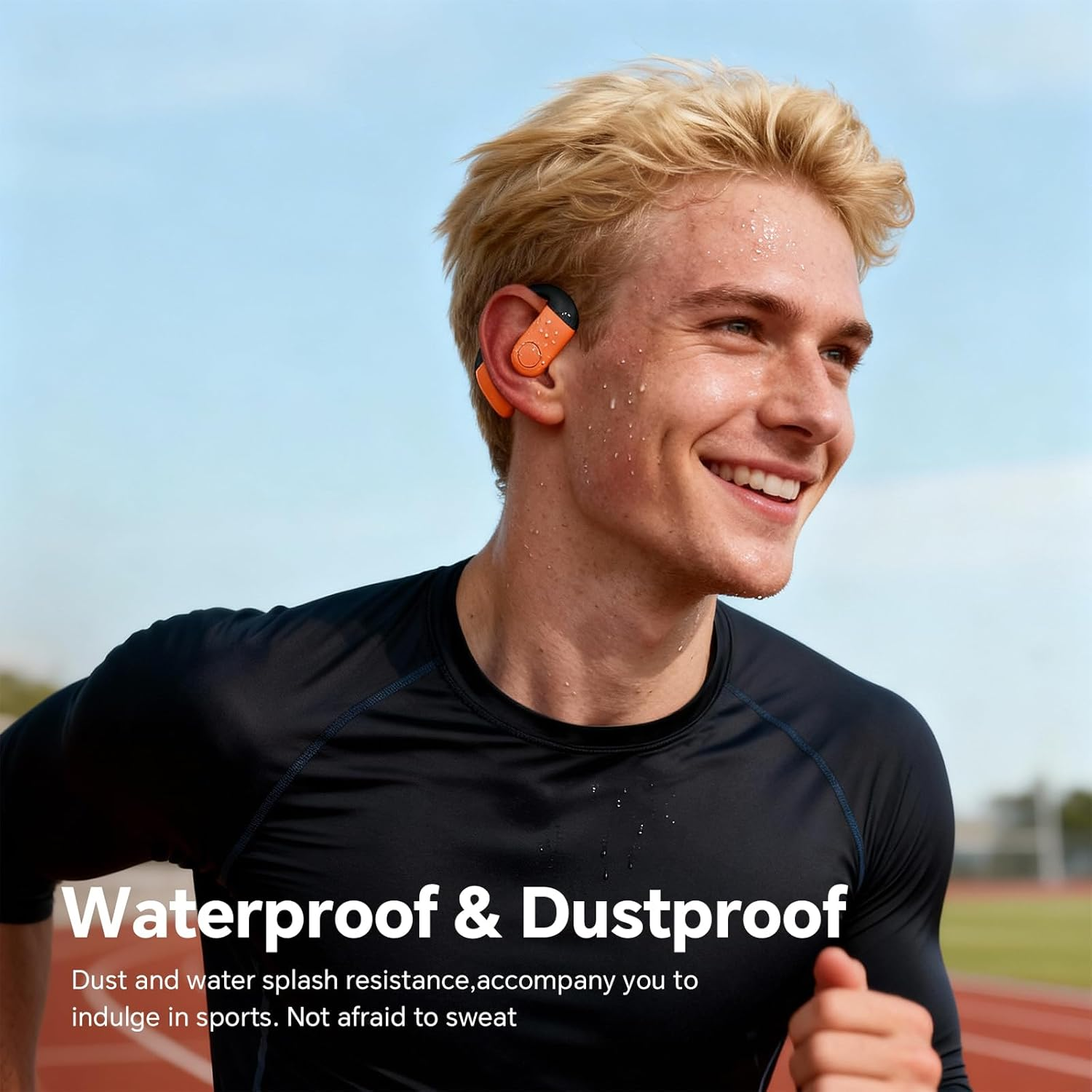 Single Bluetooth One Ear Earbud Open Ear Bud Air Bone Conduction Earbud Earless Out of Ear Headphones Bluetooth Wireless Earpiece with Earhook OWS Open Ear Bud Wireless Ear Hanging Bluetooth Headset - Blue image number 6