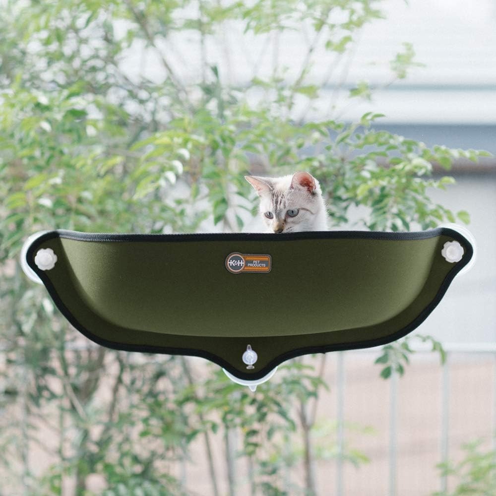 K&H Window Bed Kitty SILL Olive GREEN/KHBD6297OL/WINDOW Bed KHBD6297OL/WINDOW Bed Suction CAT Bed Screw CAT Bed Suction CAT Bed Olive Green CAT Bed Window CAT CAT Bed Olive Green for Cats image number 1