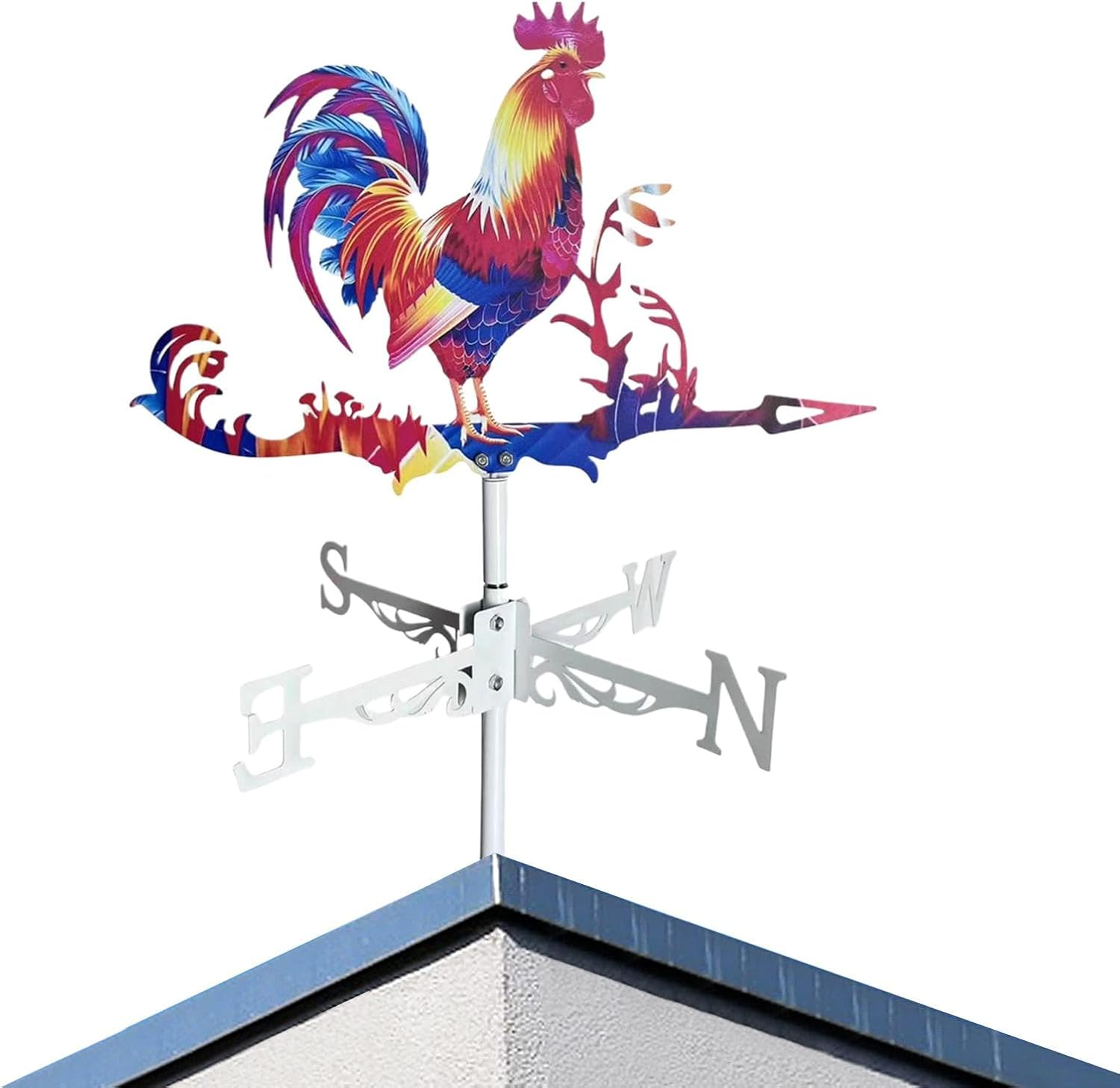 Garden Weather Vane, Farmhouse Roosters Decorations, Metal Rooster Weathervane with Wind Spinner, Perfect Farmhouse Garden Decoration for Backyard and Outdoor Spaces