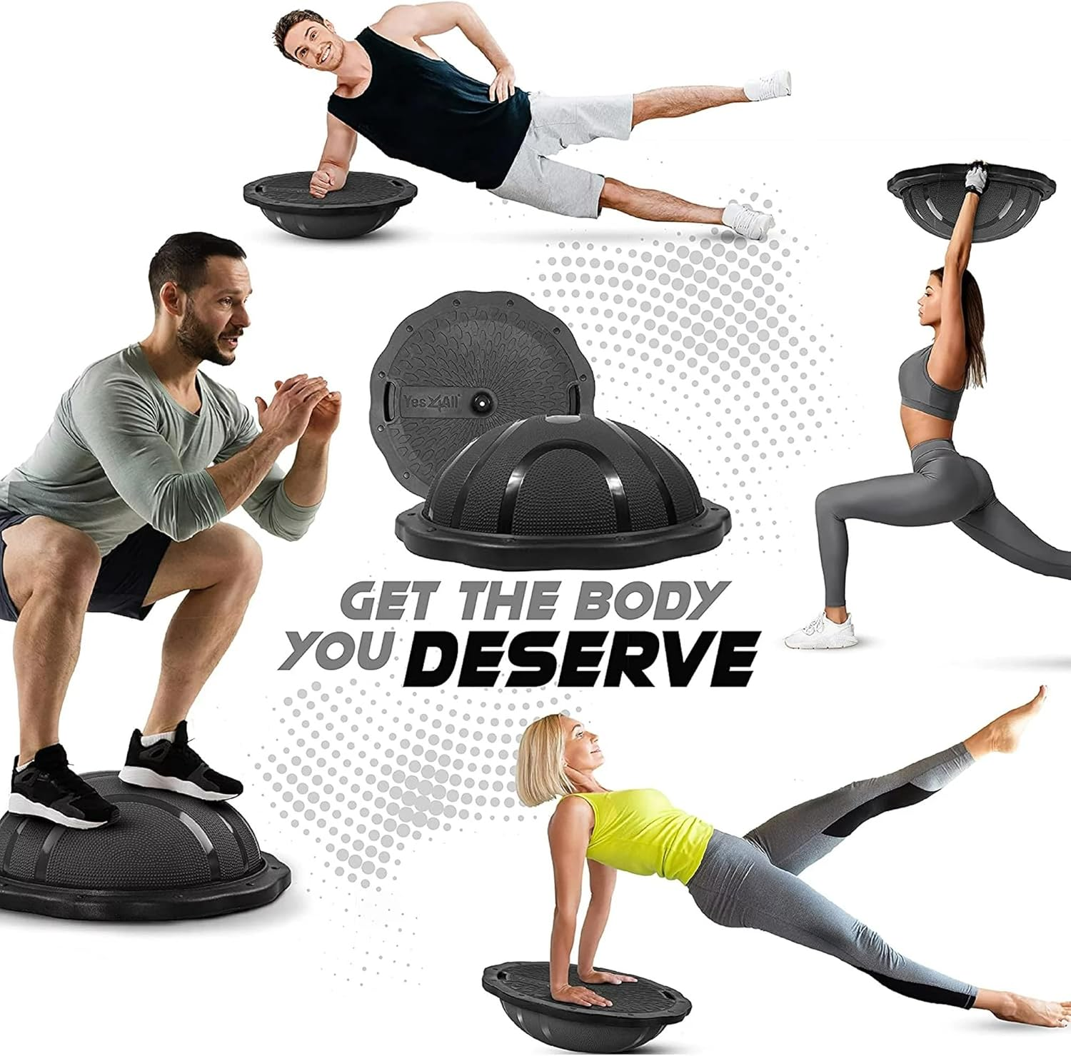 Yes4All Balance Board Trainer, Smooth Surface and Thick TPE Covered Roller; Wooden Trainer Board for All Training Level, Stability and Core Strength image number 3