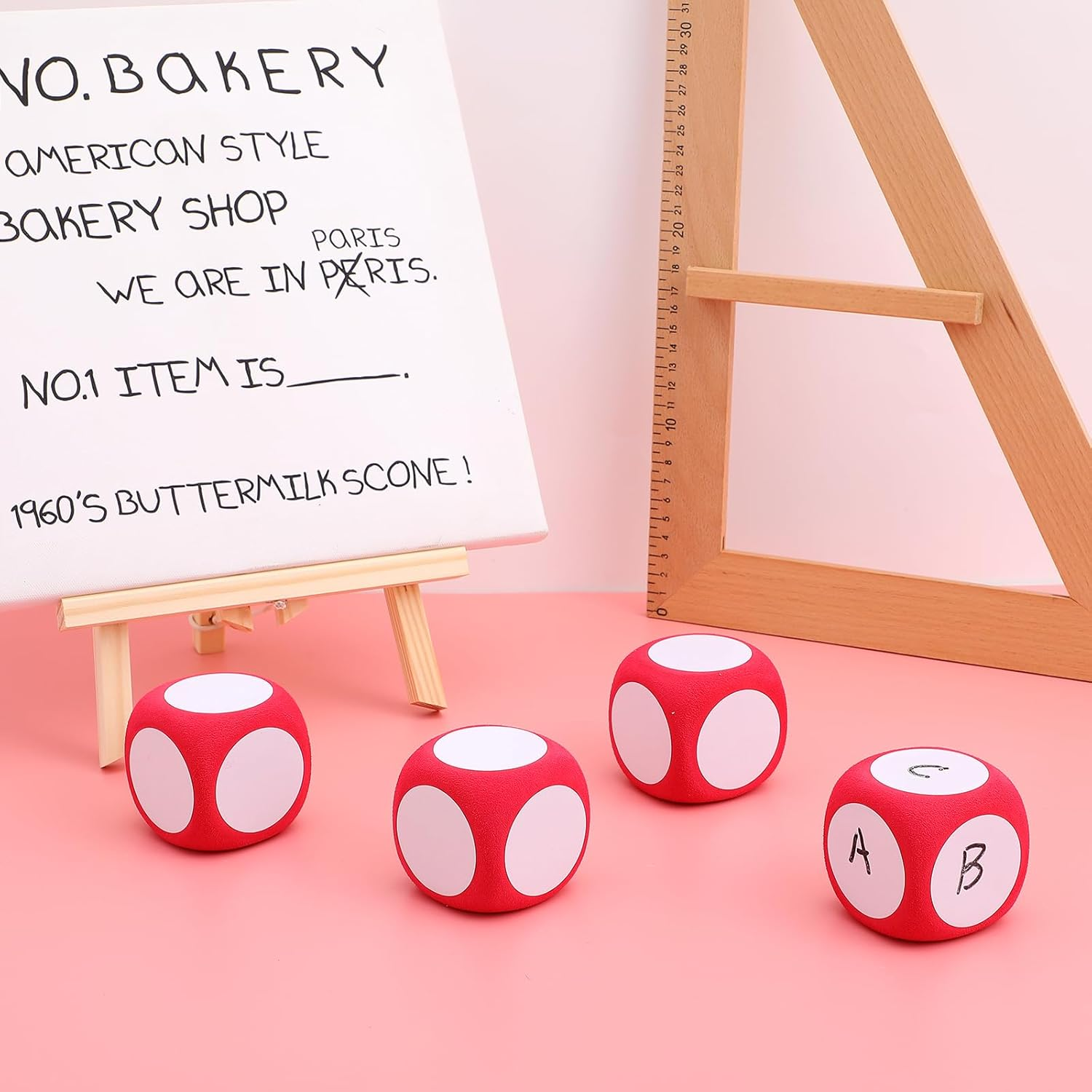 Operitacx 4 Pcs Dry Erase Dices Foam Write-On Wipe-Off Dices Blank Dice Cubes Playing Dice for DIY Teaching Learning Tool Classroom Supplies image number 5