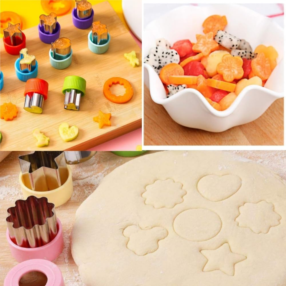 Vegetable Cutter Shapes Set, 27 Pack Mini Cookie Cutter, Mini Cookie Cutters Fruit Cookie Pastry Stamps Mold for Kids Baking and Food Supplement Tools Accessories image number 1
