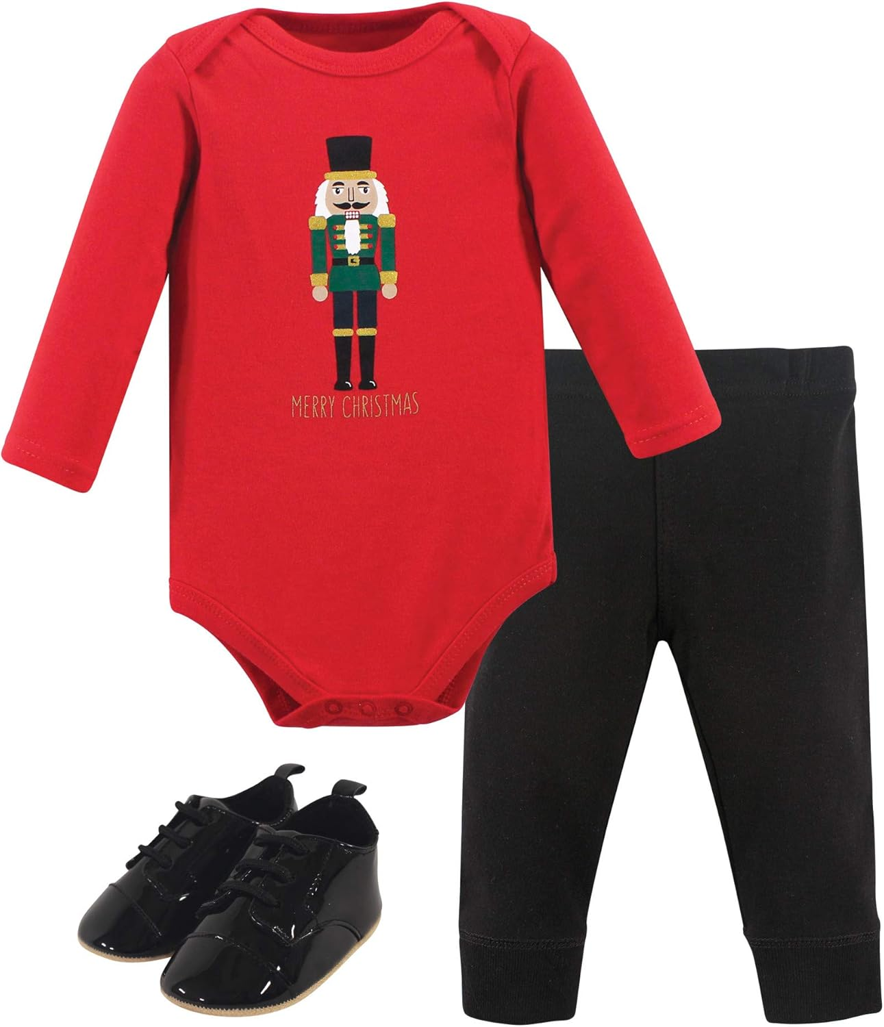 Hudson Baby Baby Cotton Bodysuit, Shorts and Shoe 3 Piece Set