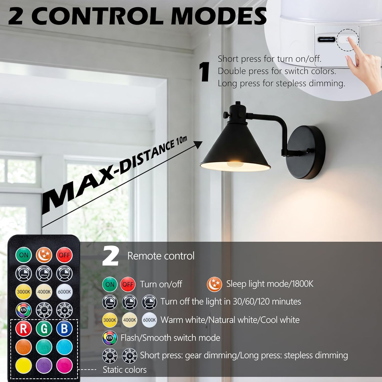 FTL Rechargeable Light Bulbs with Remote, E27 RGB LED Colour Changing USB Battery Operated Backup Bulb for Lamps and Sconces, Magnetically Detachable Wireless Non-Hardwired, 2-Pack image number 1