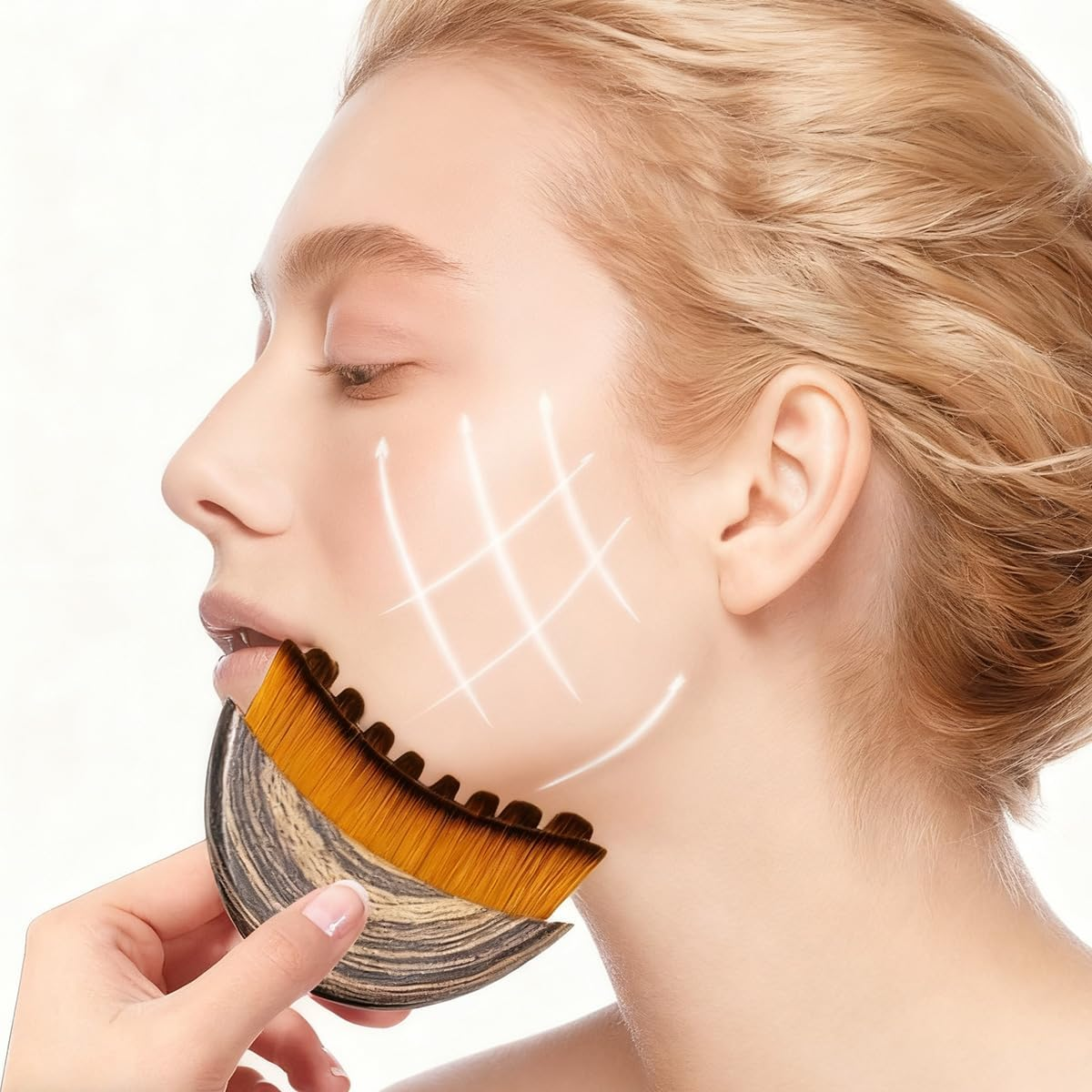 Lymphatic Contour Face Brush, Dry Face Brush, Ultra Soft Dry Brush, Face Massager, Lymphatic Drainage Face Brush, Portable Face Lymphatic Brush for Jaw Contouring image number 1