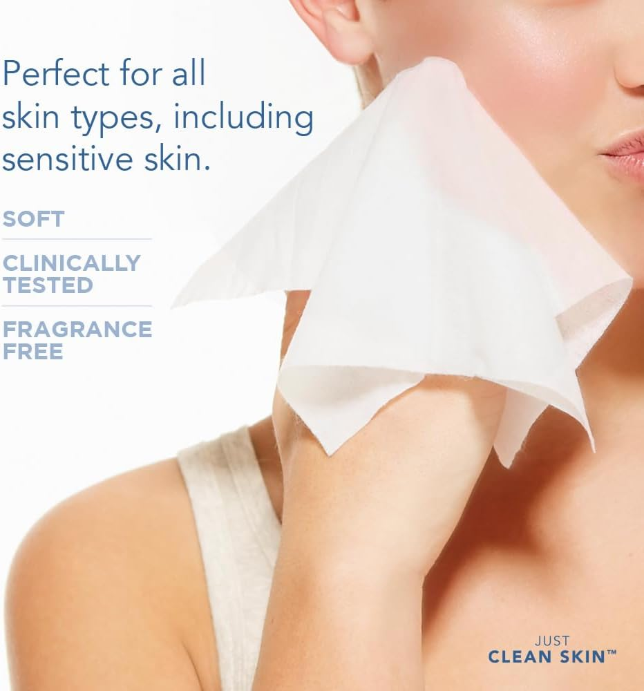 Just Clean Skin Dry Face Towels 50 Count | Plant-Based Viscose Biodegradable Extra Large Disposable Dry Wipes | Dual-Sided Makeup Remover & Face Wipes | Ultra Soft Towelettes for Sensitive Skin image number 2