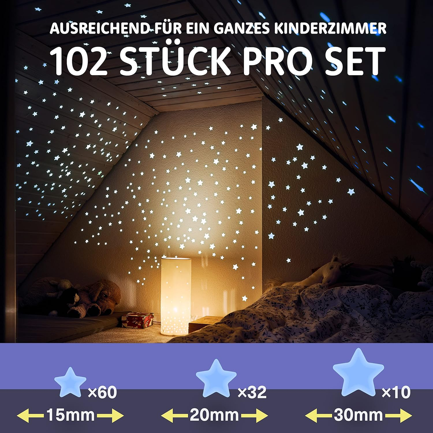 Luminous Stars for Children'S Room [Pack of 100] &ndash; Self-Adhesive &ndash; Luminous Stars for Children'S Room Decoration &ndash; Glow in the Dark Stars &ndash; Luminous Starry Sky &ndash; Luminous Sticker Glow in The image number 3