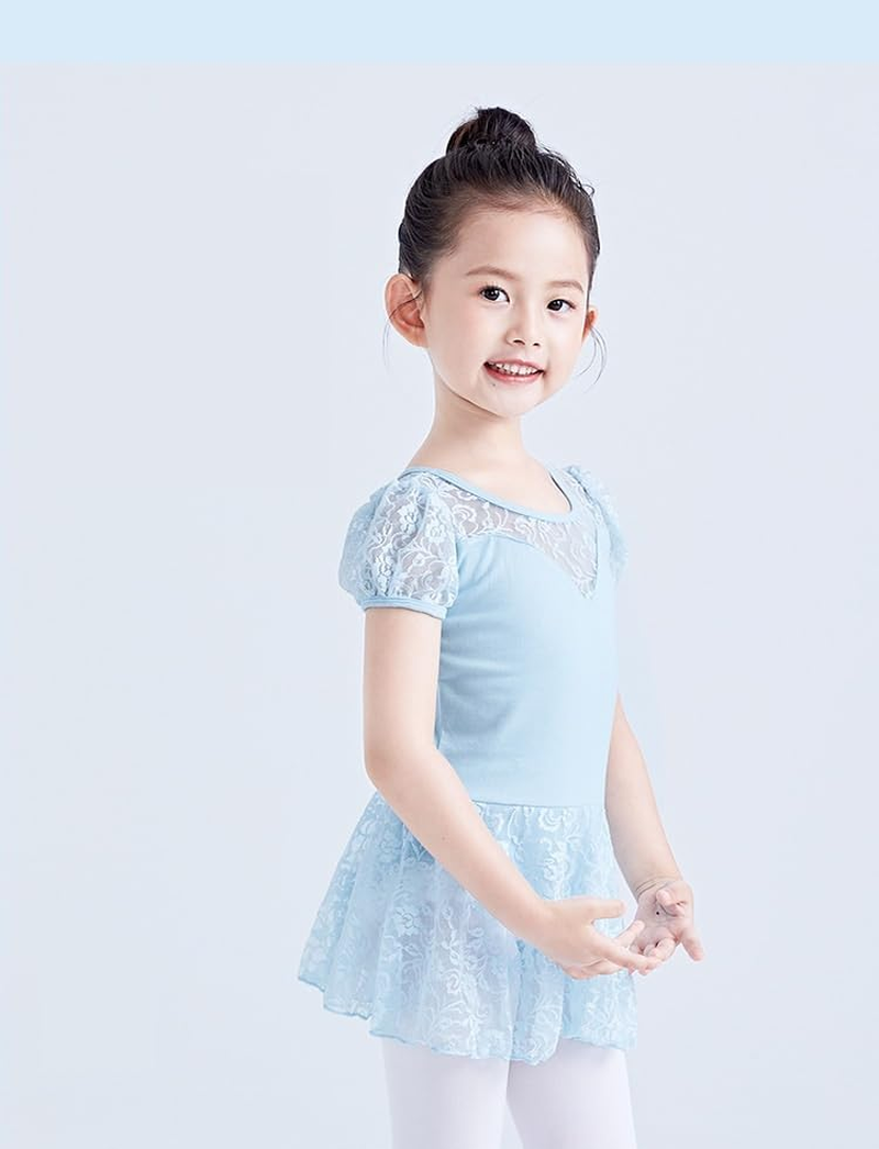 Girls Dance Ballet Leotard with Skirt,Big Girls Lace Sleeves Ballerina Dancewear image number 3