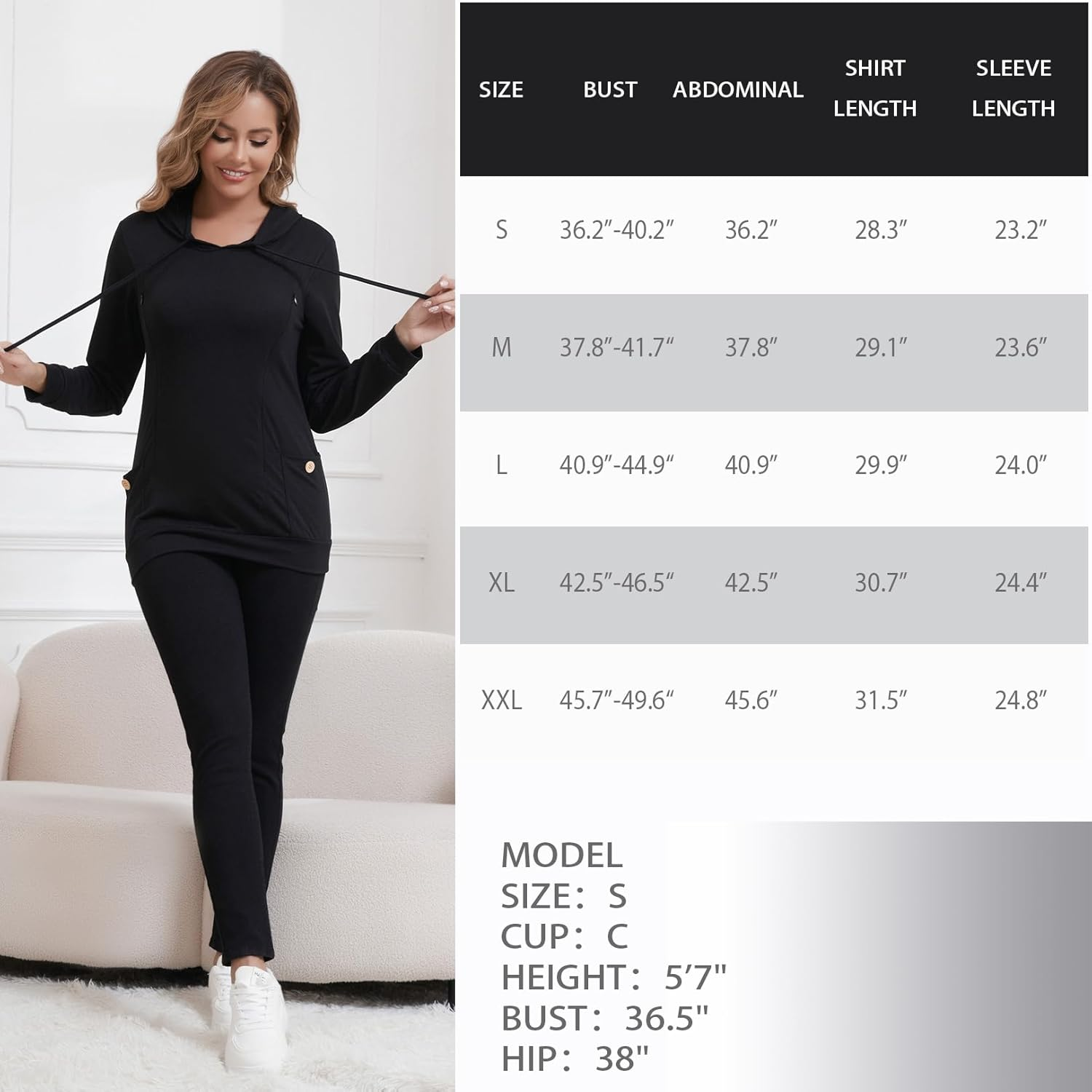 GINKANA Women Nursing Shirts for Breastfeeding with Hidden Zipper Long Sleeve Hoodie Causal Sweatshirt Breast Pumping Tops