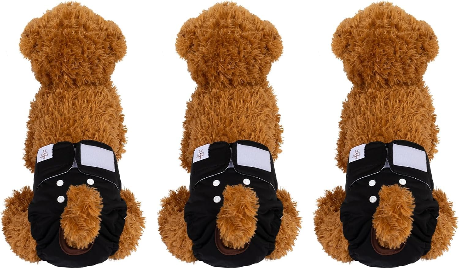 Cutebone Dog Diapers Female Washable Small Medium Large 3 Pack Reusable Doggie Diapers Puppy Period Pants for Doggy Heat Cycle Peeing D60S-AU image number 4