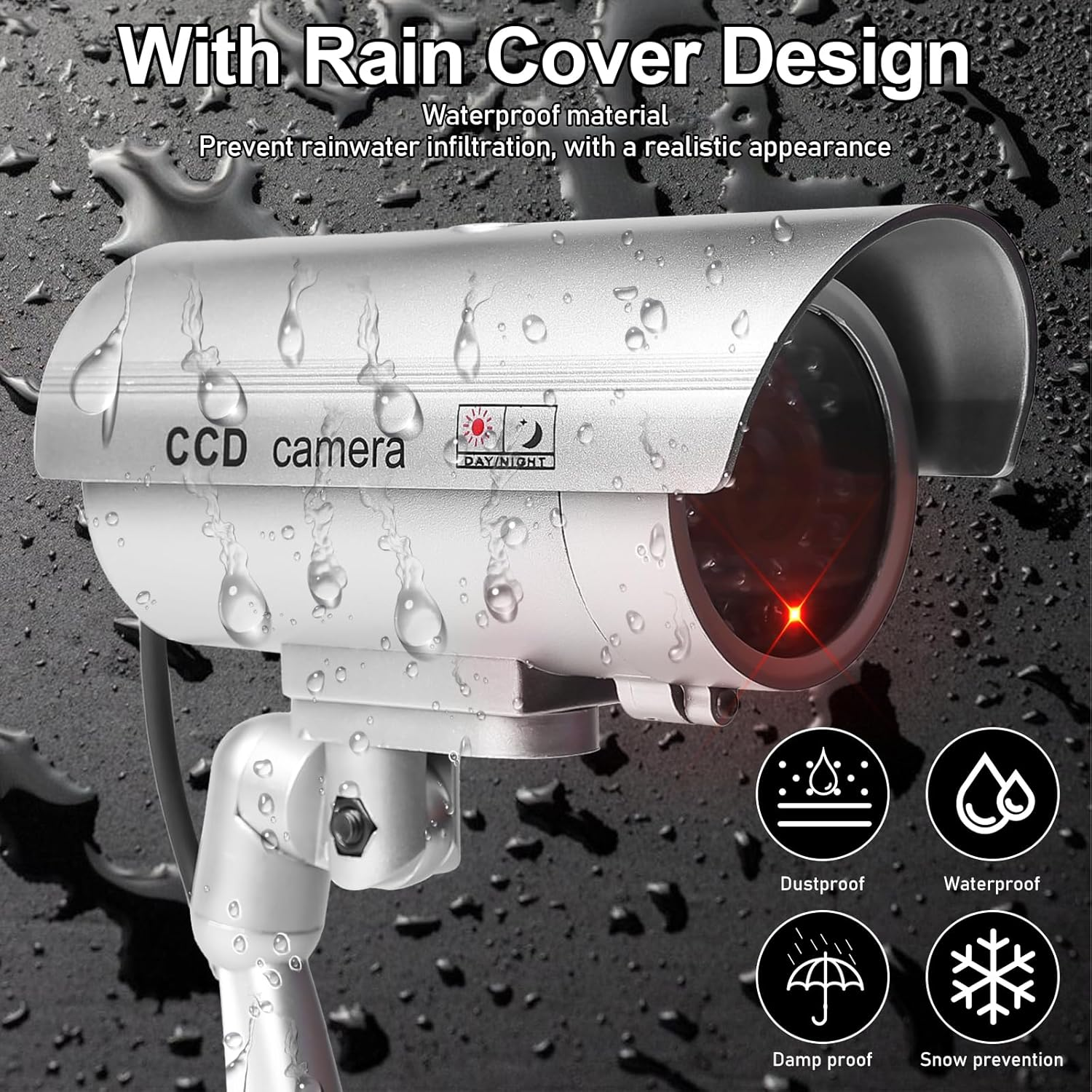 Dummy Camera with Flashing LED Light for Indoor and Outdoor Use, Pack of 3 image number 6