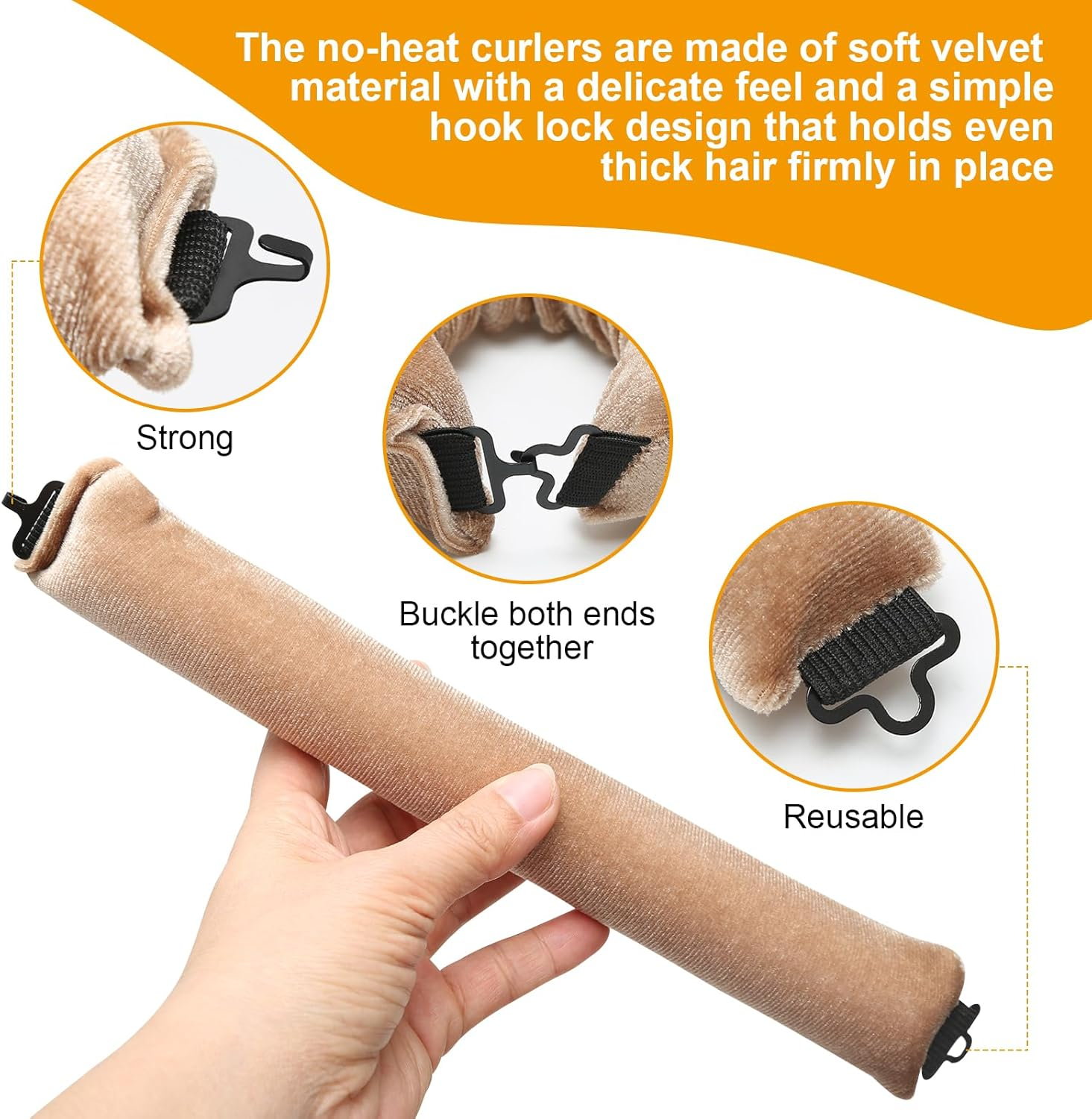 Pack of 3 Curls without Heat, Heatless Curls Band, Curlers with Hooks, Overnight Blowout, Heat-Free Curling Iron for All Hair Types, DIY Overnight Curls for Long, Medium Hair image number 3