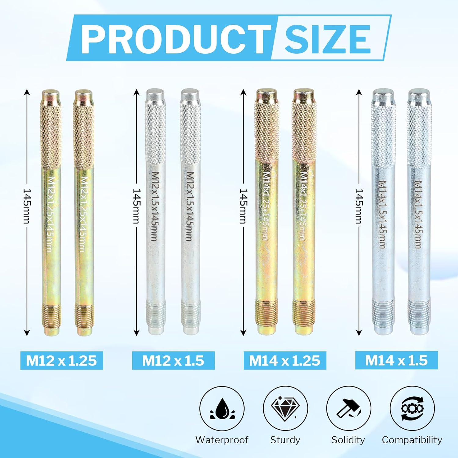 Wheel Mounting Aid Fixing Bolts M12 X 1.25, M12 X 1.5, M14 X 1.25, M14 X 1.5 Car Tool Set, Wheel Mounting Aid, Tyre Assembly Tool, Stainless Steel Wheel Alignment Pin, Car Assembly Aid image number 6