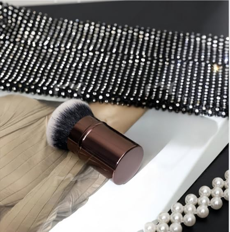 Retractable Kabuki Makeup Brush, 2Pcs Travel Kabuki Powder Makeup Brush, Retractable Cosmetics Power Brushes for Women or Girls