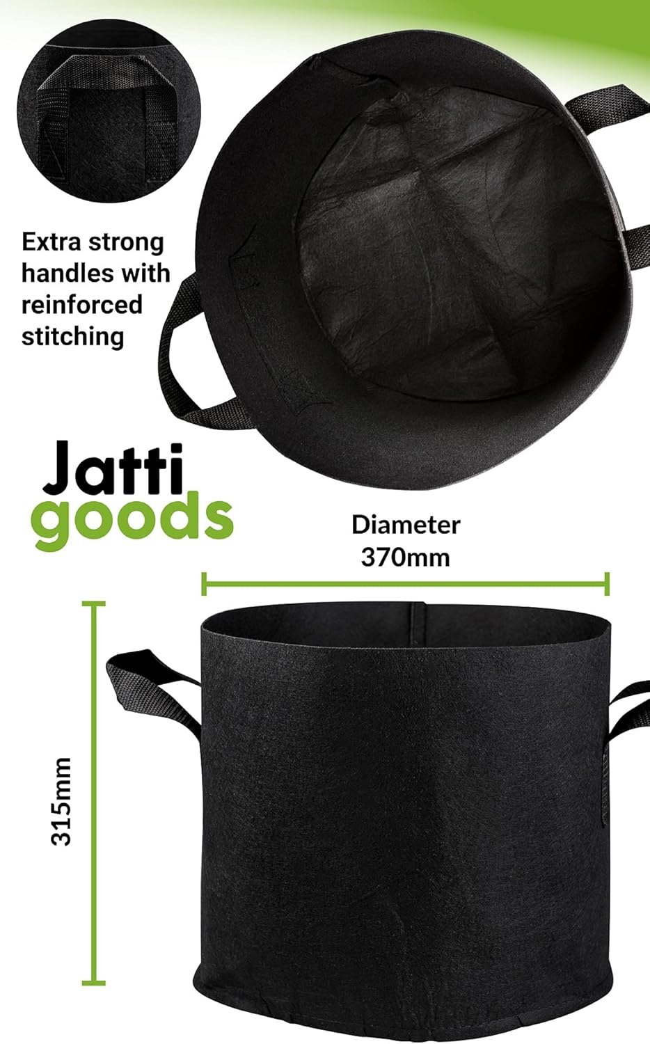 6 Pack, 10 Gallon Plant Grow Bags 38 Litre, Heavy Duty 300G Breathable Plant Fabric Plant Pots with Reinforced Handles image number 5