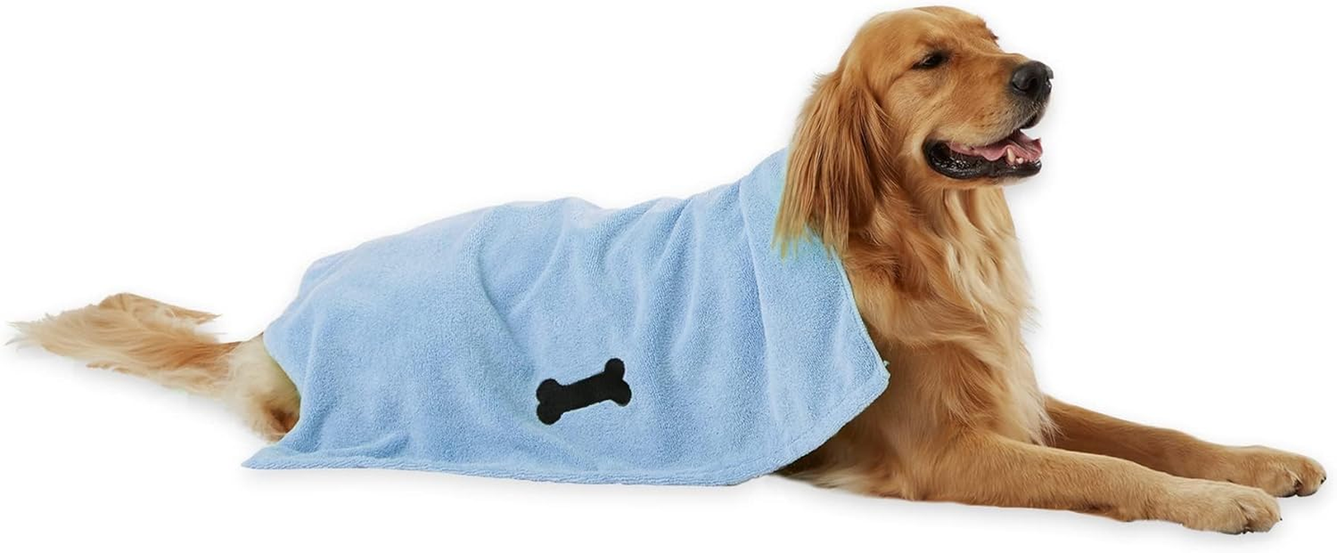 Bone Dry Pet Grooming Towel Collection Absorbent Microfiber X-Large, 41X23.5, Striped Aqua