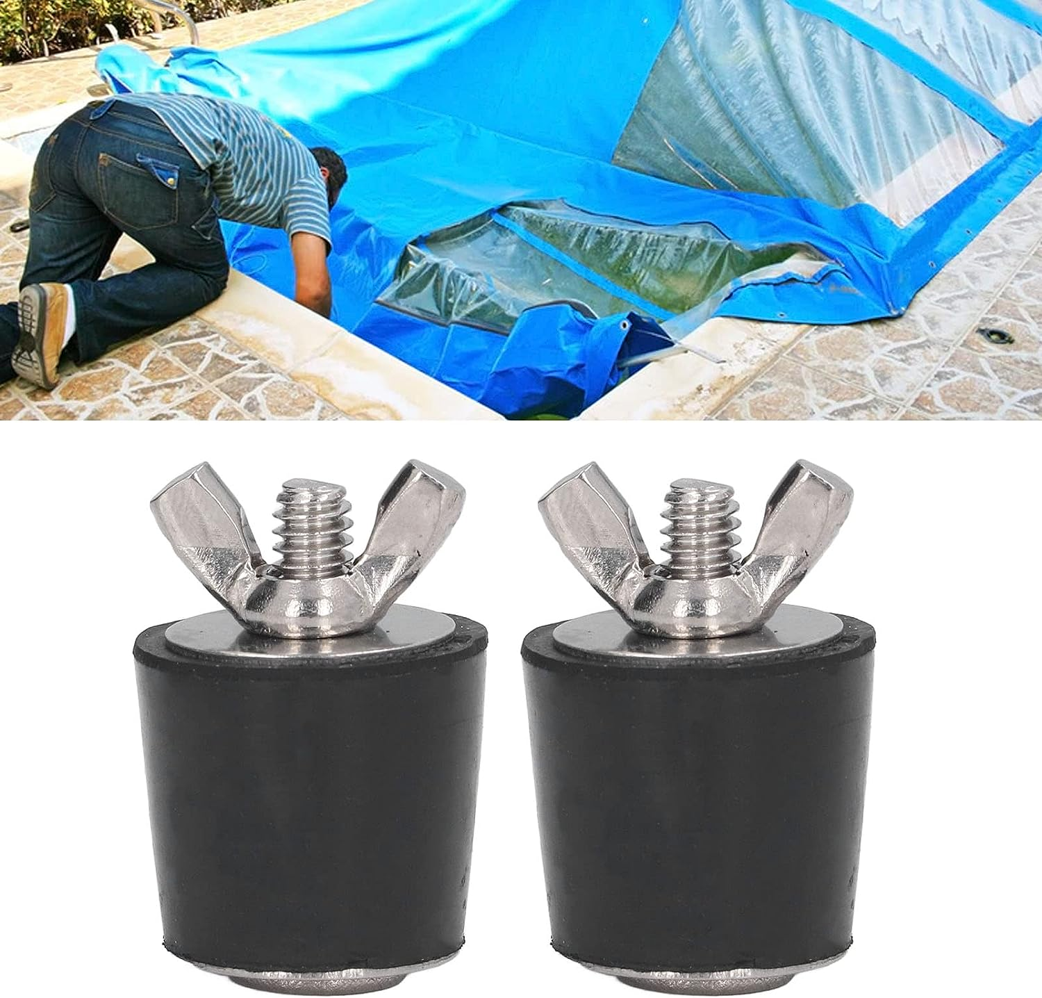 2 Pack Duty Pool Winterizing Plugs 25Mm Rubber Expansion Plugs with Stainless Steel Bolts for above Inground Pools Skimmer Return Line Sealing for Winterization Leak Testing image number 6