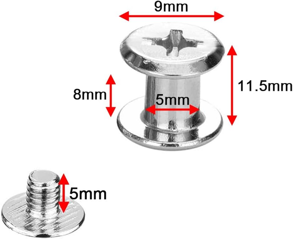 Megoto 45 Sets Chicago Screws, 304 Stainless Steel, 5X8Mm, Binding Screw, Leather Screw, DIY Leather Bookbinding, Bag Decoration image number 4