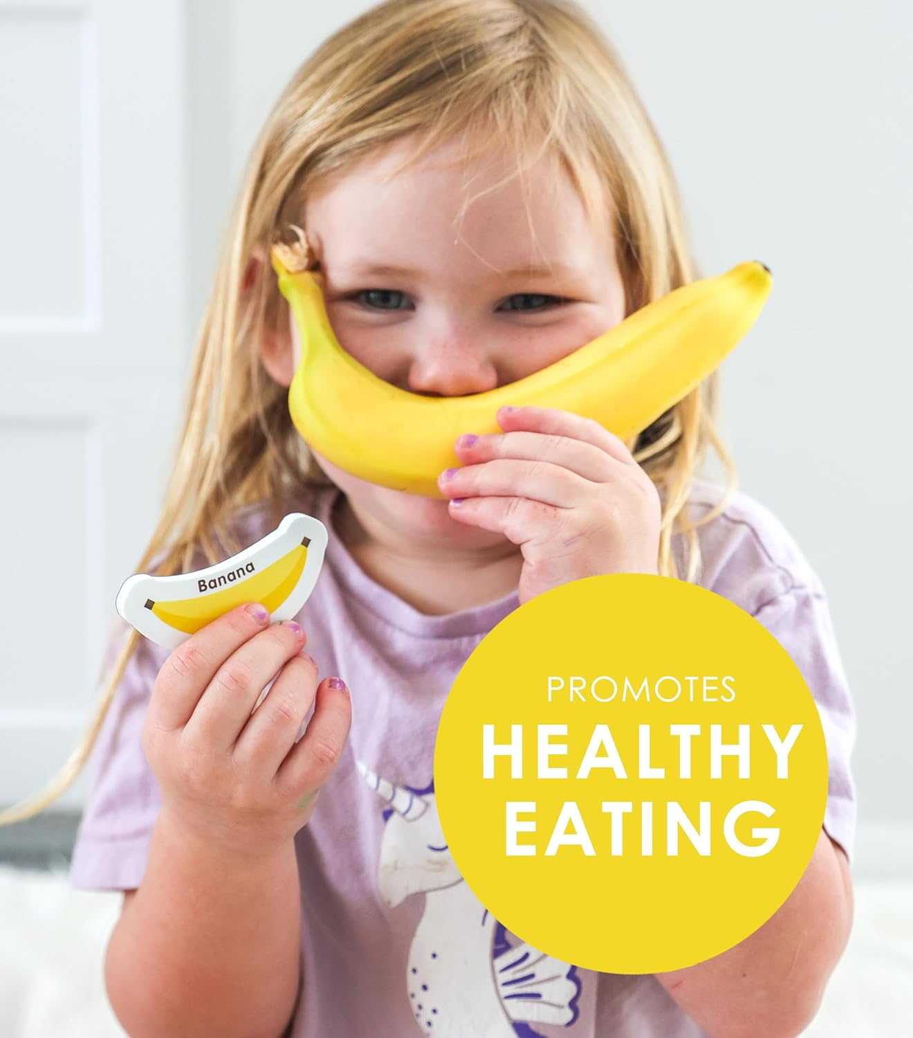 Curious Columbus Fridge Magnets for Toddlers &ndash; Magnetic Learning for Toddlers &ndash; Set of 52 Toddler Magnets Including 26 Big Foam Food and 26 ABC Alphabet Pieces. Magnetic Refrigerator Fun for Kids