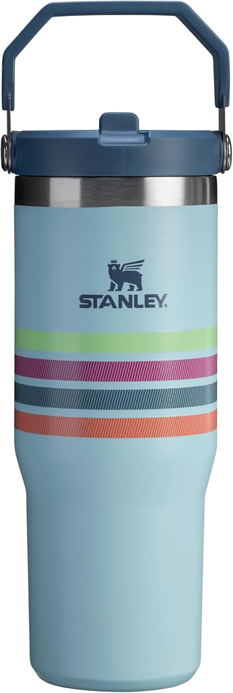 Stanley 1913 Iceflow Flip Straw Tumbler with Handle 30 Oz | Twist on Lid and Flip up Straw | Leak Resistant Water Bottle | Insulated Stainless Steel | Bpa-Free | Seafoam Stripe