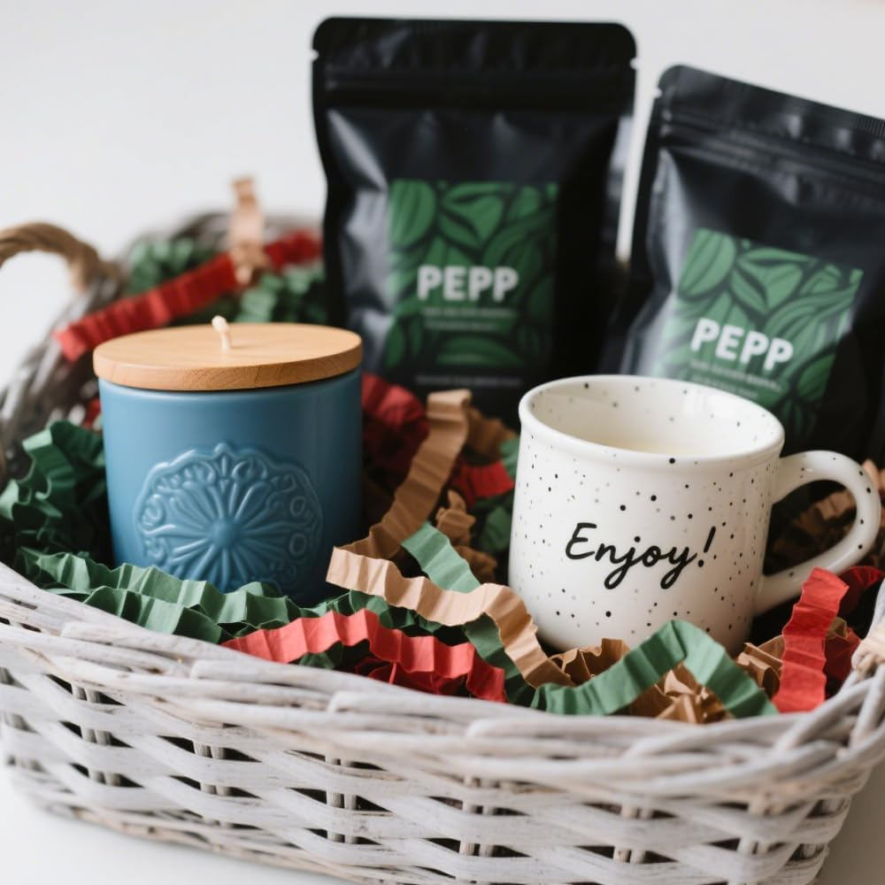 1 LB Crinkle Paper Filler - Easter Grass, Basket & Gift Stuffers, Shredded Paper Filler for Christmas, Wedding, Birthday, Bridesmaid, Gift Boxes, Baskets and Decor - (Red & Green & Brown) image number 2