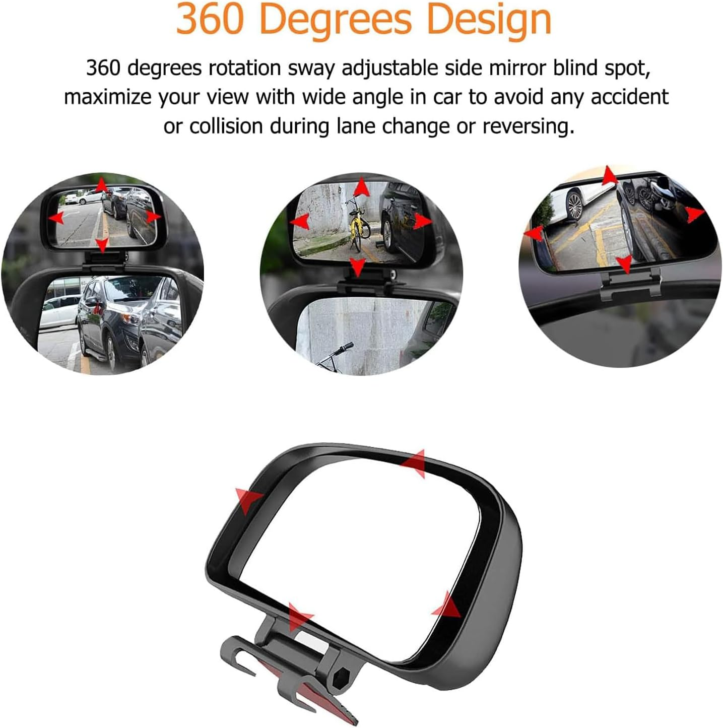 YUENTOEN Blind Spot Mirror, Side Mirror Wide Angle Mirror, HD Glass Convex 360 Degree Rotation Car Rear Auxiliary Mirror with Adjustable Sticker Automotive Exterior Accessories for Cars SUV Trucks image number 3