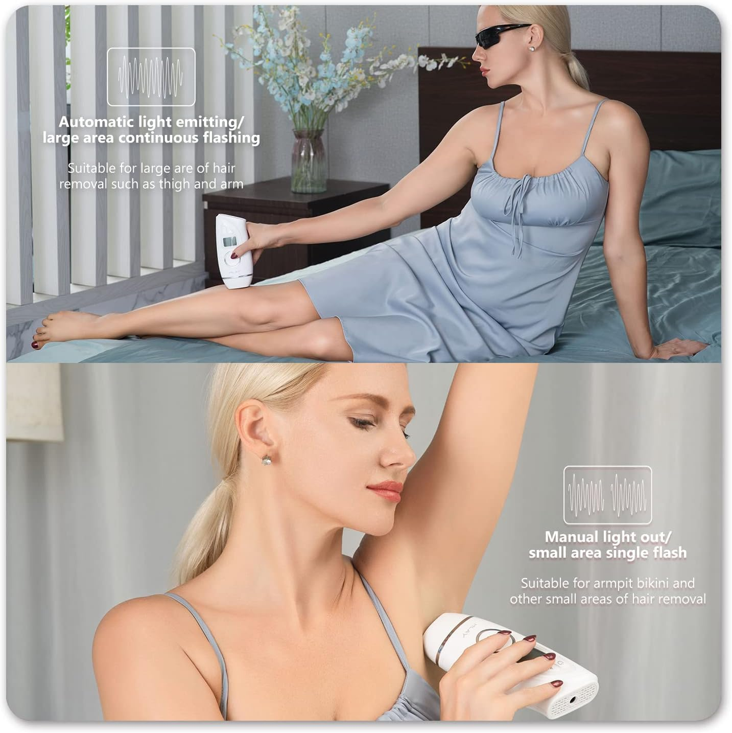 Laser Hair Removal, IPL Laser Hair Removal for Women/Men, 12J High Energy Hair Removal Device on Facial Legs Arms Bikini Line with Razor & Goggles, Laser Permanent Permanent Hair Remover Machine - White image number 5