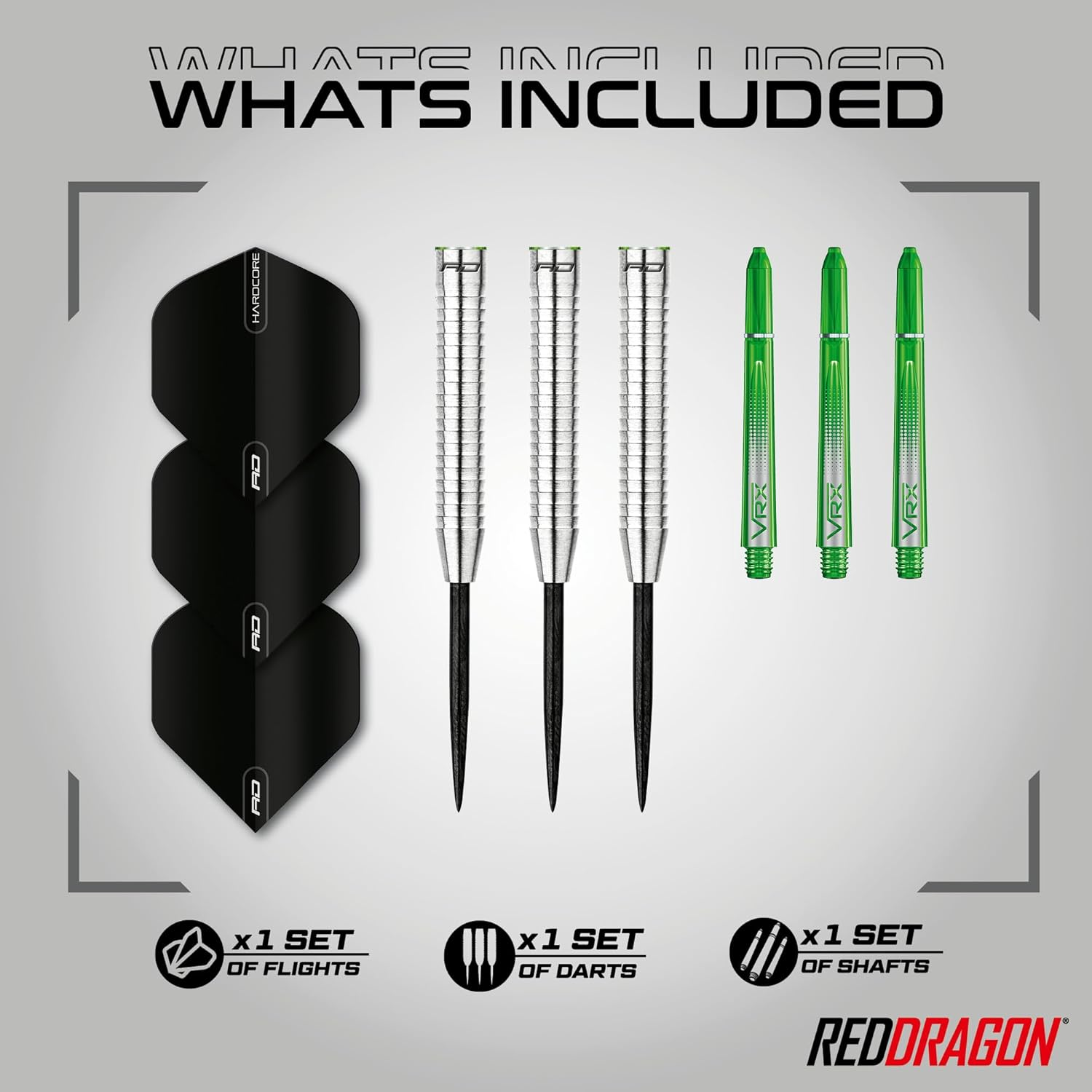 RED DRAGON Featherlite Tungsten Professional Darts Set with Flights and Shafts (Stems)