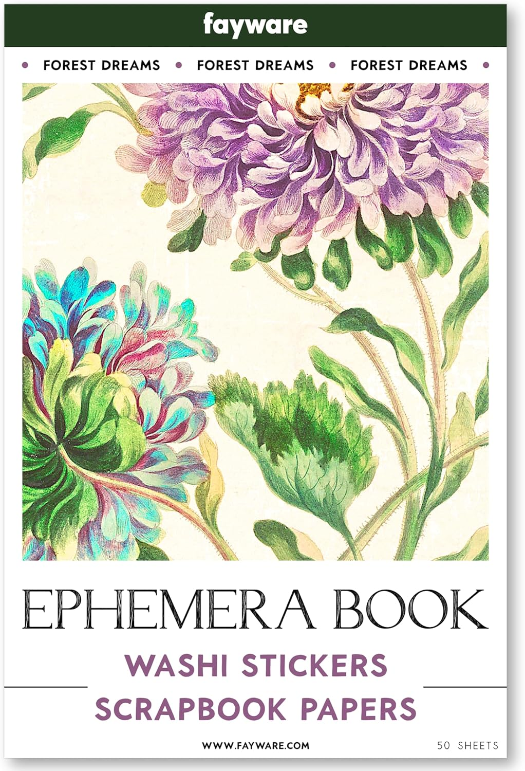 FAYWARE Washi Vintage Stickers for Scrapbooking - Vintage Ephemera for Junk Journals with 453 Botanical Stickers,20 Decoupage Papers. Aesthetic Sticker Book for Journaling Supplies,Art Bullet Journals