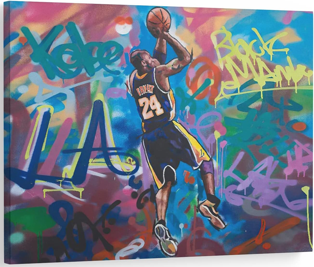 Canvas Wall Art Prints for Kobe Bryant Forever Mamba La 24 Basketball Player Poster Graffiti Picture Artwork Colorful Painting Sports Star Wall Decor - 12X18 Inch image number 5