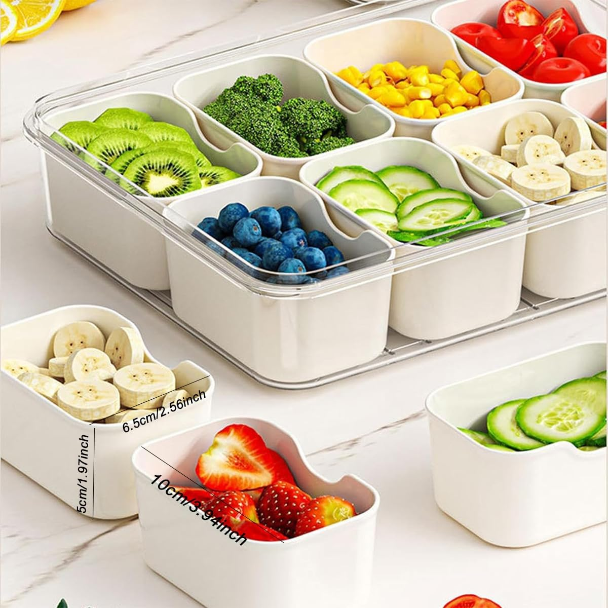 Vivoglow Transparent Plastic Snack Box with Adjustable Dividers, Snack Containers for Kitchen Organisation, Picnics, and Outdoor Activities image number 5