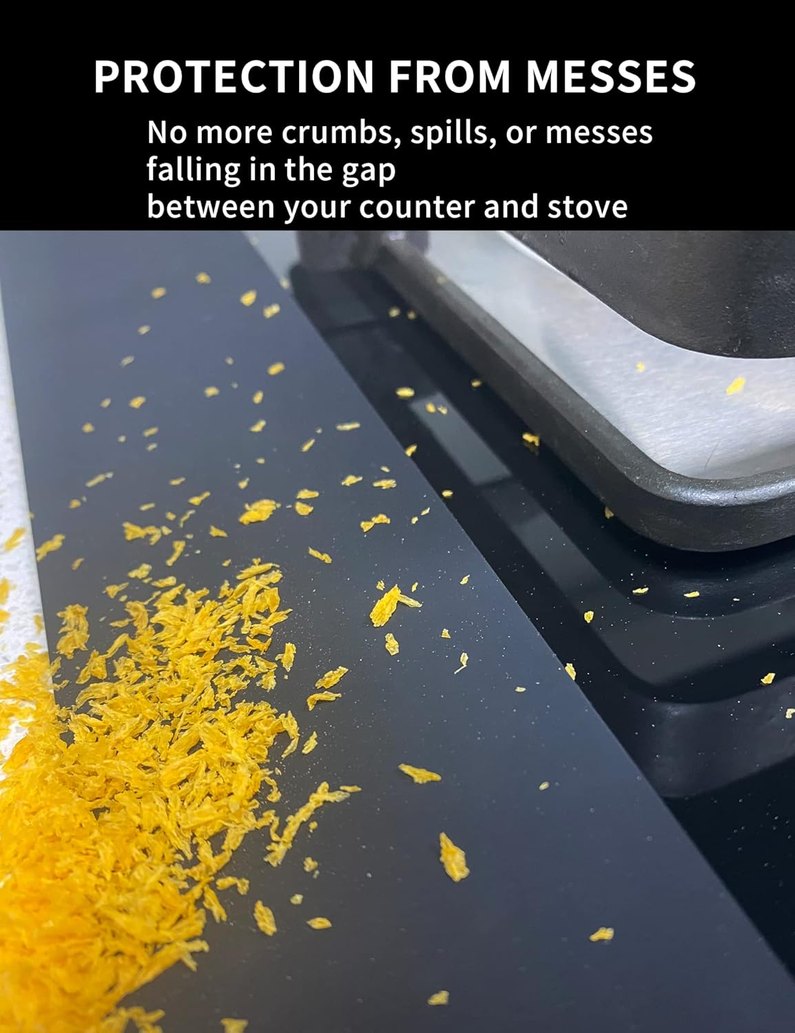 Donpearl 30 Inch Black Stove Gap Covers (2 Pack), Silicone Gap Filler for Stove and Counter, Oven Edge Side Gap Guards, Kitchen Range Crumb Catcher Strips between Stovetop and Countertop image number 3