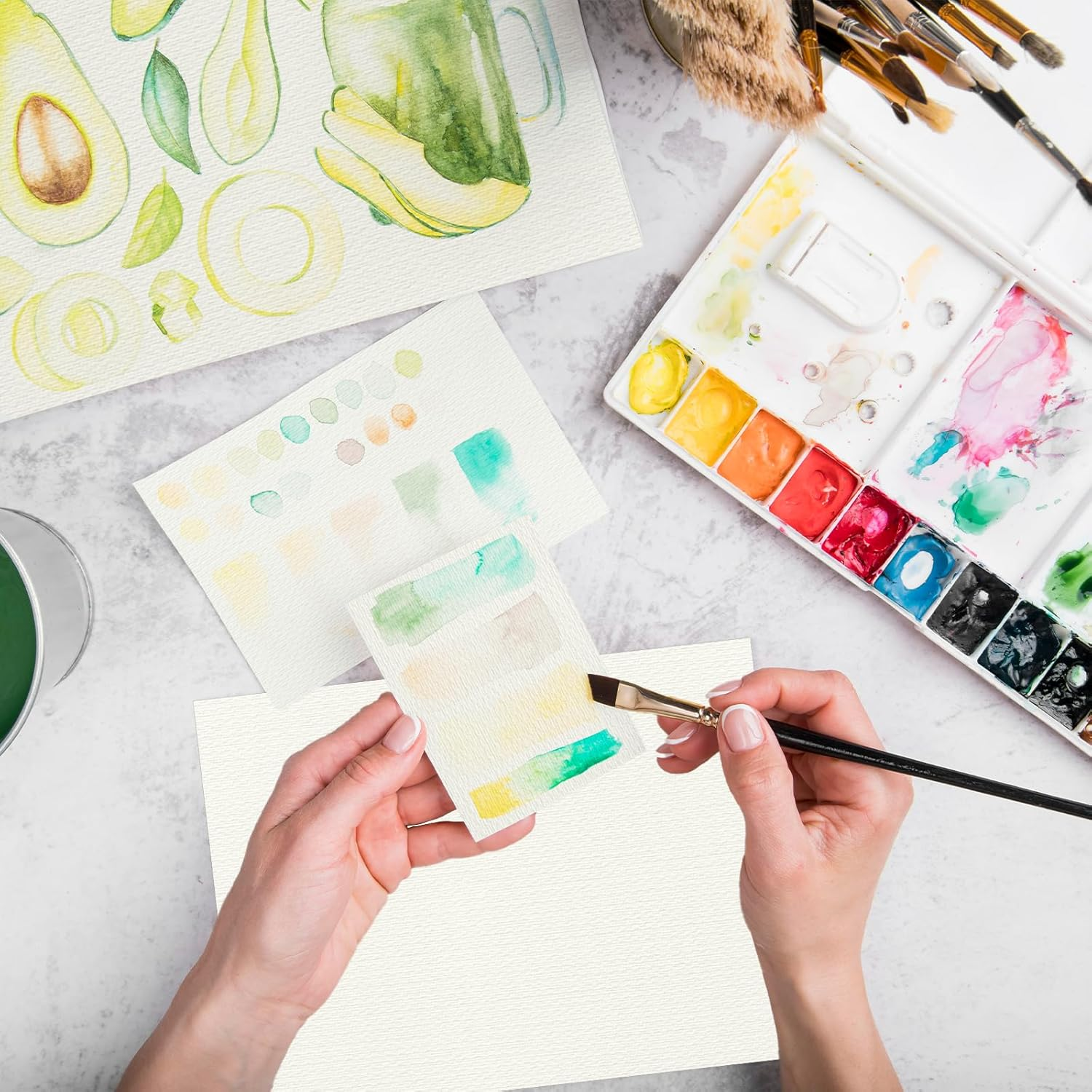 TEAONE Watercolor Paper, 50 Sheets Heavyweight Artist Paper for Painting, Drawing (29.7 X 21Cm/11.69 X 8.26In) image number 6