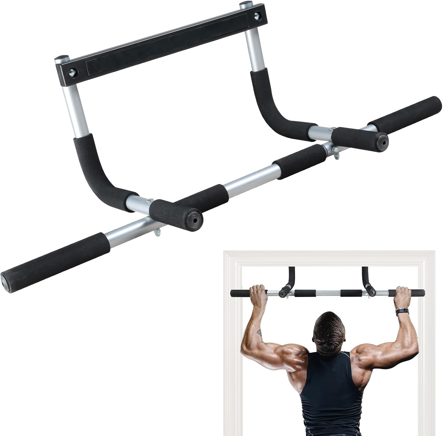 Leikefitness Pull-Up Bar for Door Frame Adjustable Portable Upper Body Fitness Workout for Home Gyms